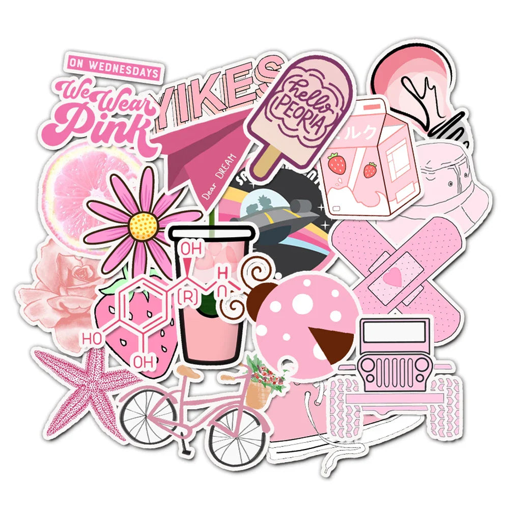 150pcs Pack Blue Pink Vsco Style Stickers For Skateboard Guitar WaterBottle Motorcycle Laptop Waterproof  kids Teens Sticker Toy (ONLINE ORDER ONLY)