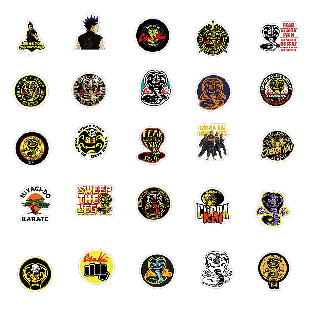 10/50/100PCS TV Show Cobra Kai Stickers Motorcycle Luggage Phone Guitar Skateboard Cool Graffiti Sticker Decal Kid Classic Toys (ONLINE ORDER ONLY)