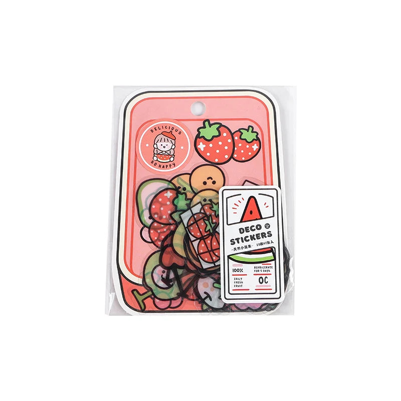 40pcs Food Series stickers Set Kawaii Cartoon Diary Album Stationery Sticker aesthetic Decorative collage planner Album (Online Order Only)