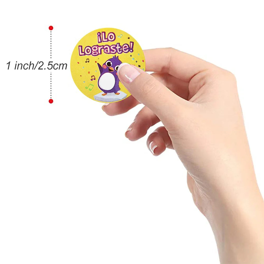 100-500pcs Spanish Reward Stickers Encouragement Sticker Roll For Kids Motivational Stickers With Cute Animals For Students (ONLINE ORDER ONLY)