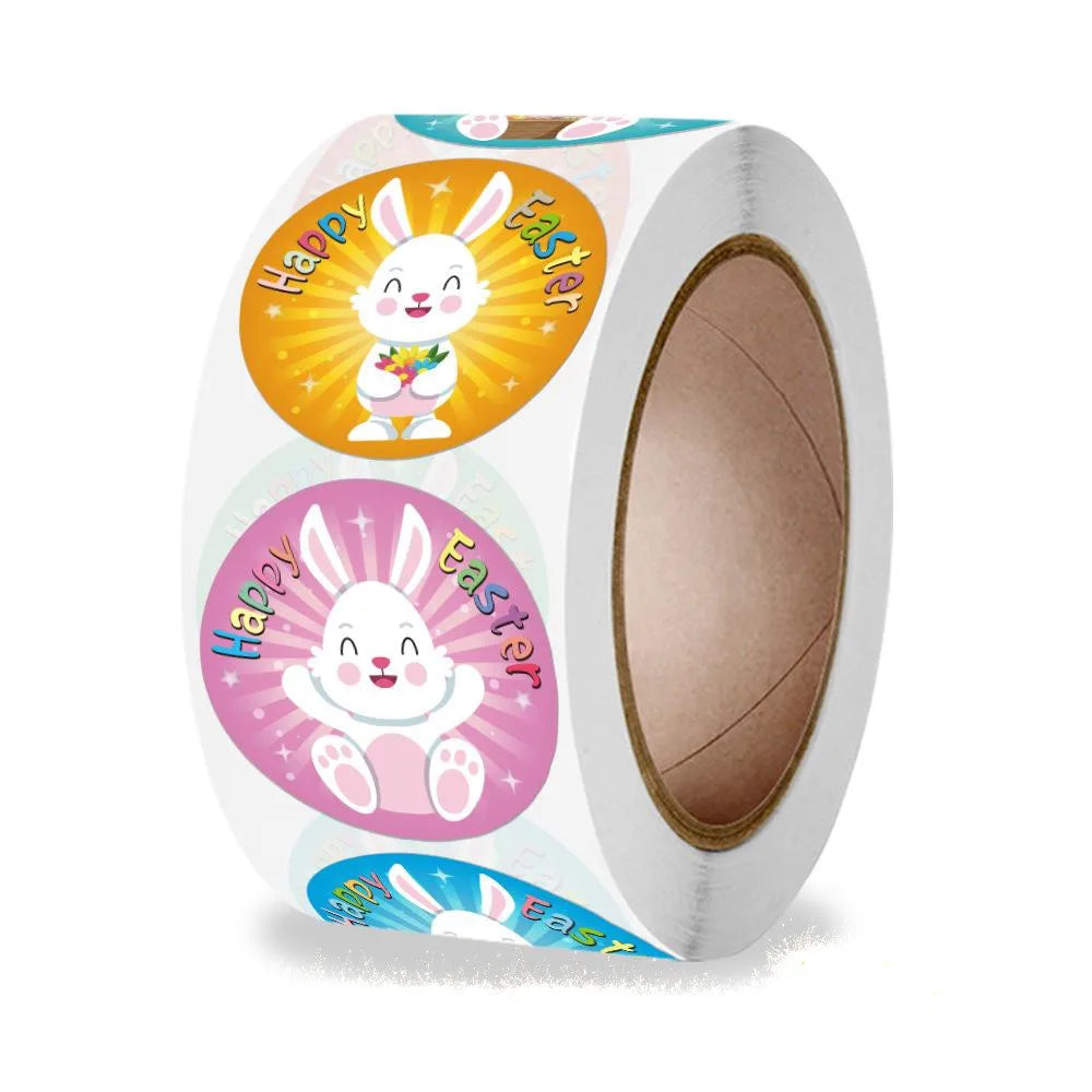 500Pcs Easter Stickers Self Adhesive Paper Sticker Happy Easter Party Gift Package Envelope Seal Decoration Cake Baking Labels (ONLINE ORDER ONLY)