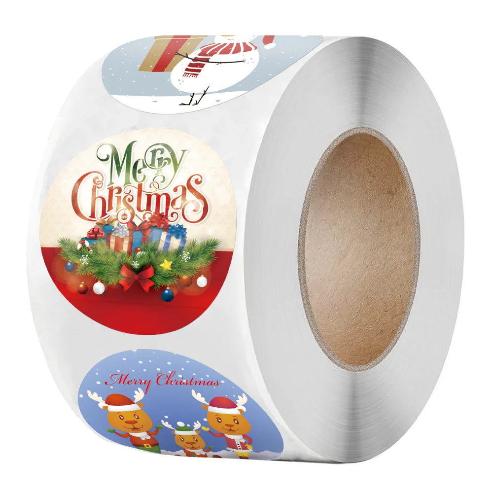 100-500Pcs New Merry Christmas Stickers Gift Packaging Seal Labels for New year decor, Greeting cards, Candy bags Stickers (ONLINE ORDER ONLY)
