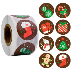 100-500pcs Christmas Stickers Santa Snowflake Adhesive Label Stickers DIY Biscuit Gift Baking Business Packaging Stickers (ONLINE ORDER ONLY)