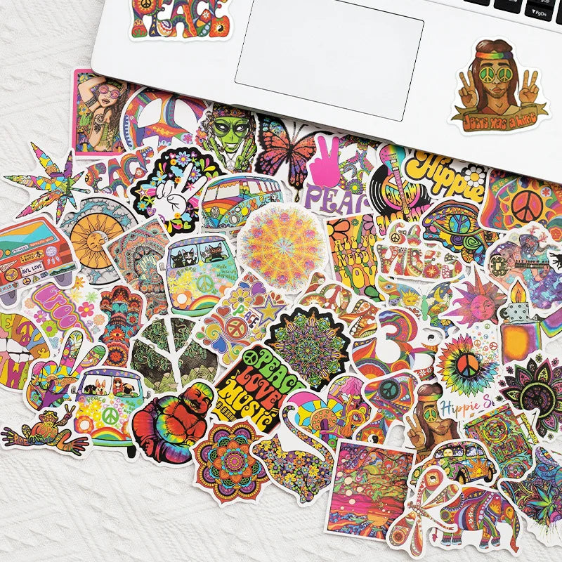 10/30/50PCS Hippie Art Sticker Psychedelic For Suitcase Notebook Skateboard Fridge Laptop Classic Toy Decals Graffiti Sticker F3 (ONLINE ORDER ONLY)