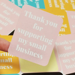 40-100pcs Thank You for Supporting My Small Business Stickers Pink Blue Yellow Black Thank You Stickers for Package Decor (Online Order Only)