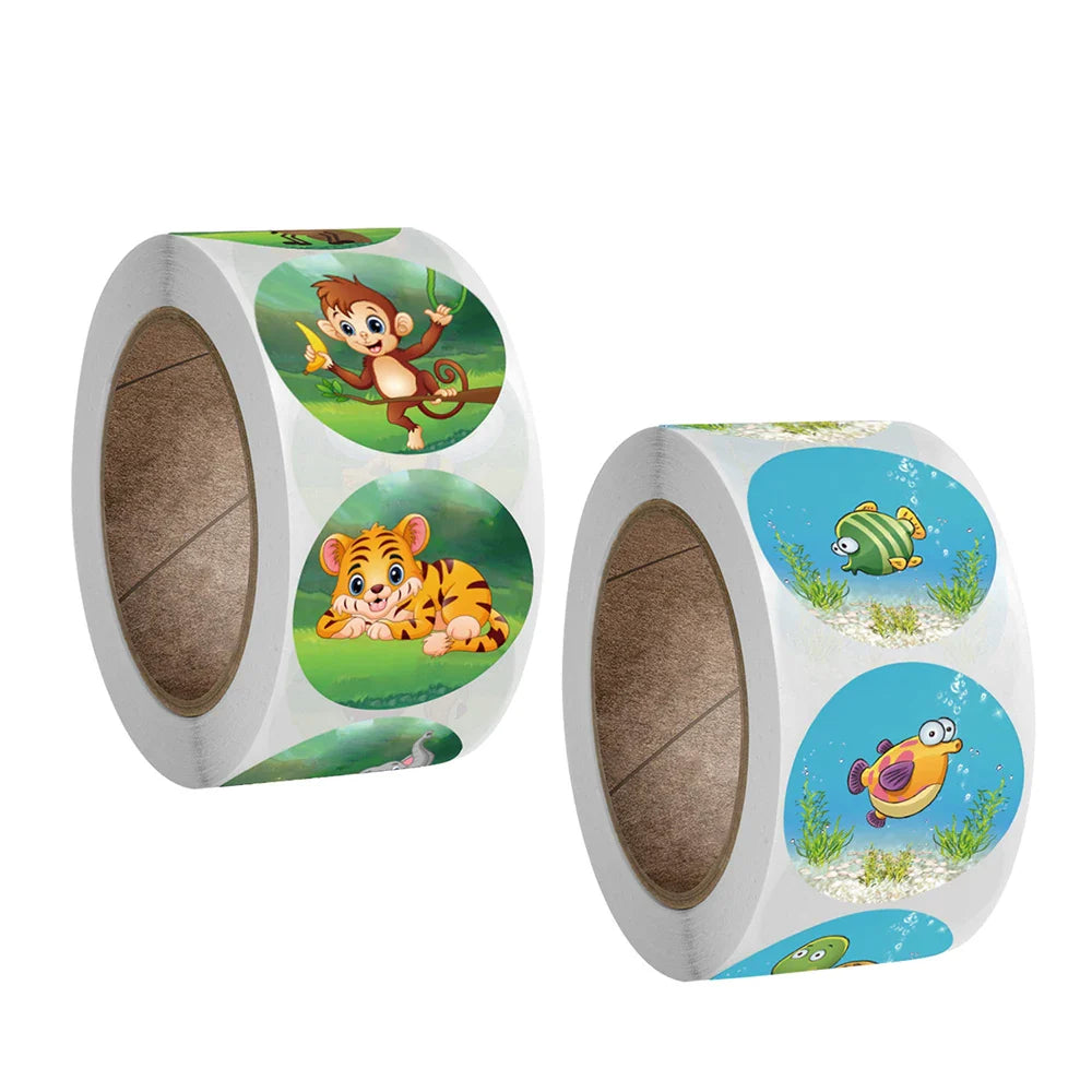 500pcs/roll Zoo Animals Laptop Stickers Reward Motivational Teacher Decals Ocean Life Sticker Toys for Children Kids on Car Book (Online Order Only)