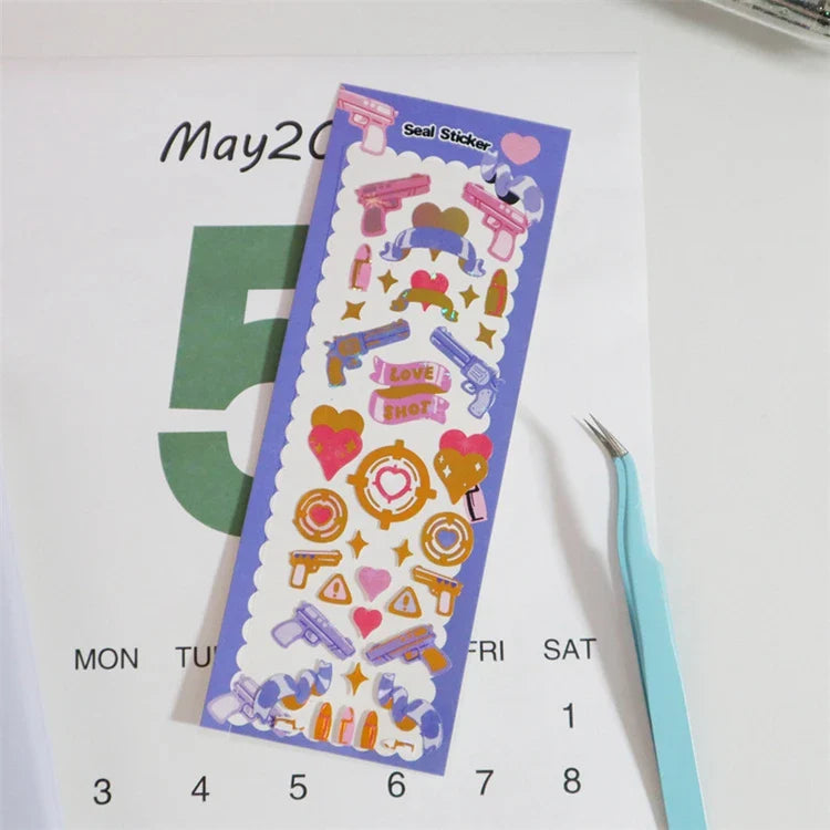 Cute ins Bear Rabbit Laser Sticker Scrapbooking Decorative Sticker Korean Hand Account DIY Diary Album Stick Label Stationery (Online Order Only)