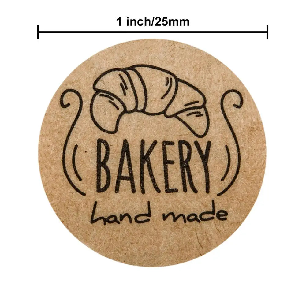 100-500pcs Kraft Paper Hand Made Stickers "bakery" Scrapbooking For Cookie Boxes Seal Labels Sticker Cute Stationery (Online Order Only)