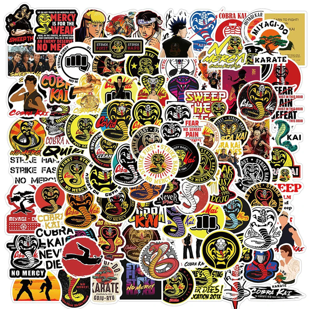 10/50/100PCS TV Show Cobra Kai Stickers Motorcycle Luggage Phone Guitar Skateboard Cool Graffiti Sticker Decal Kid Classic Toys (ONLINE ORDER ONLY)
