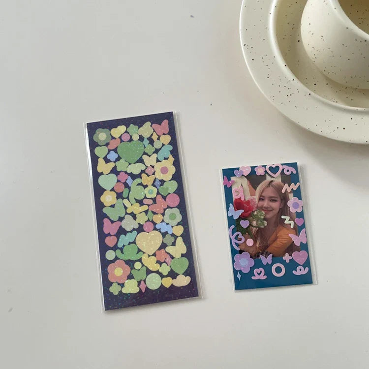 Ins Laser Flower Butterfly Stickers Scrapbooking Stick Label  Hand Account DIY Decoration Material Sticker Kawaii Stationery (ONLINE ORDER ONLY)