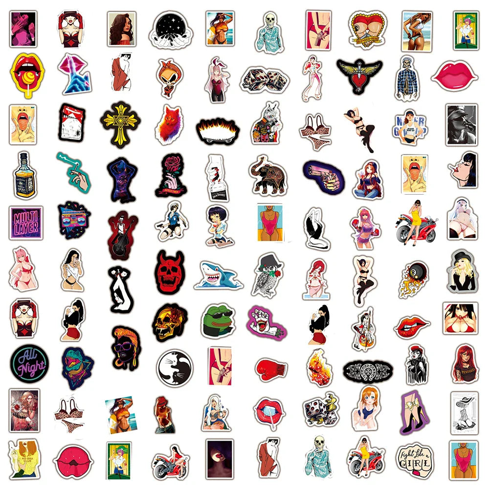 10/30/50/100PCS Waterproof Tease Vulgar Sexy Beauty Girls Stickers Car Bike Luggage Laptop Motorcycle Graffiti Sticker Kids Toy (ONLINE ORDER ONLY)