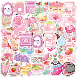 Cute Pink Pixel Cartoon Stickers Waterproof Decals for Bike, Luggage, Laptop, Kid Toy (Online Order Only)