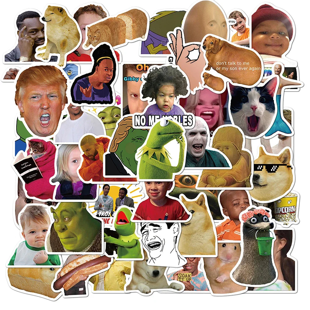 Funny Meme Graffiti Stickers Pack for Kids - Motorcycle, Luggage, Skateboard Decals (ONLINE ORDER ONLY)