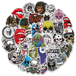10/30/50PCS Terror Series Skull Graffiti Stickers Guitar Laptop Skateboard Luggage Phone Bike Waterproof Cool Stickers Kid Toy (Online Order Only)