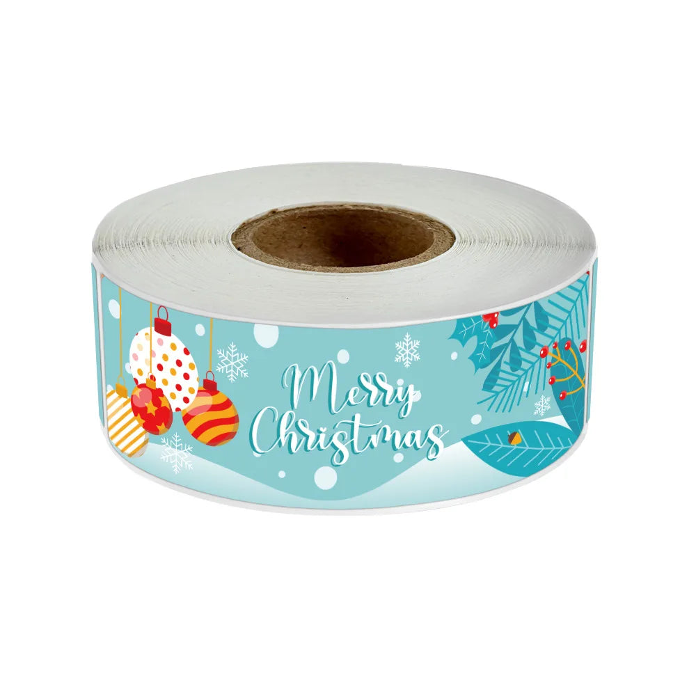 120pcs/roll Merry Christmas Stickers Cute Santa Claus Xmas Tree Thank You Labels For Gift Box Present Sealing Package Decoration (Online Order Only)