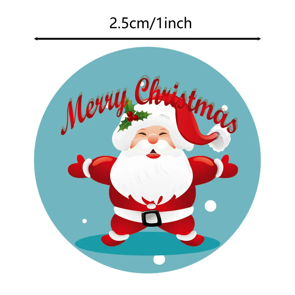 100-500Pcs Merry Christmas Sticker Christmas Party Holiday Decoration Gift Sealing Glue Baking Packaging Sticker Label 1inch (ONLINE ORDER ONLY)