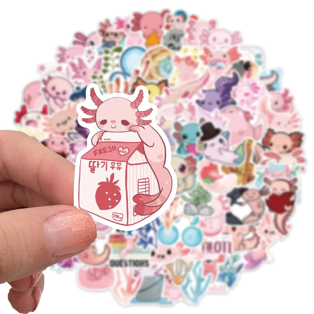 Axolotl Cartoon Stickers Pack - Cute Animal Decals for Kids, DIY, Scrapbook, Laptop (Online Order Only)