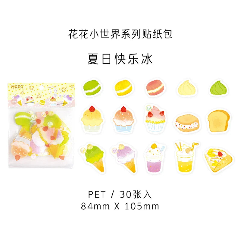30Pcs/lot Flower Small World Series Stickers Scrapbooking Decorative Sticker DIY Diary Album Stick Label Kawaii Stationery (ONLINE ORDER ONLY)