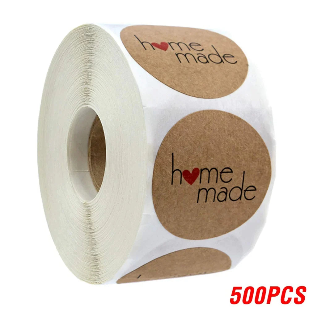 100-500pcs Kraft Paper Homemade With Love Stickers Scrapbooking For Envelope And Package Handmade Seal Labels Sticker Stationery (ONLINE ORDER ONLY)