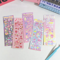 Cute ins Bear Rabbit Laser Sticker Scrapbooking Decorative Sticker Korean Hand Account DIY Diary Album Stick Label Stationery (Online Order Only)