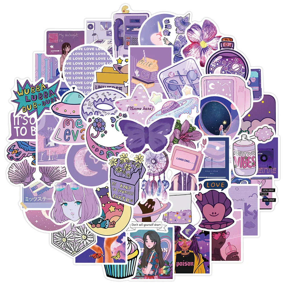 Cartoon Girl Stickers Pack for Laptop, Phone, Snowboard, Luggage, Fridge, DIY Decal (Online Order Only)