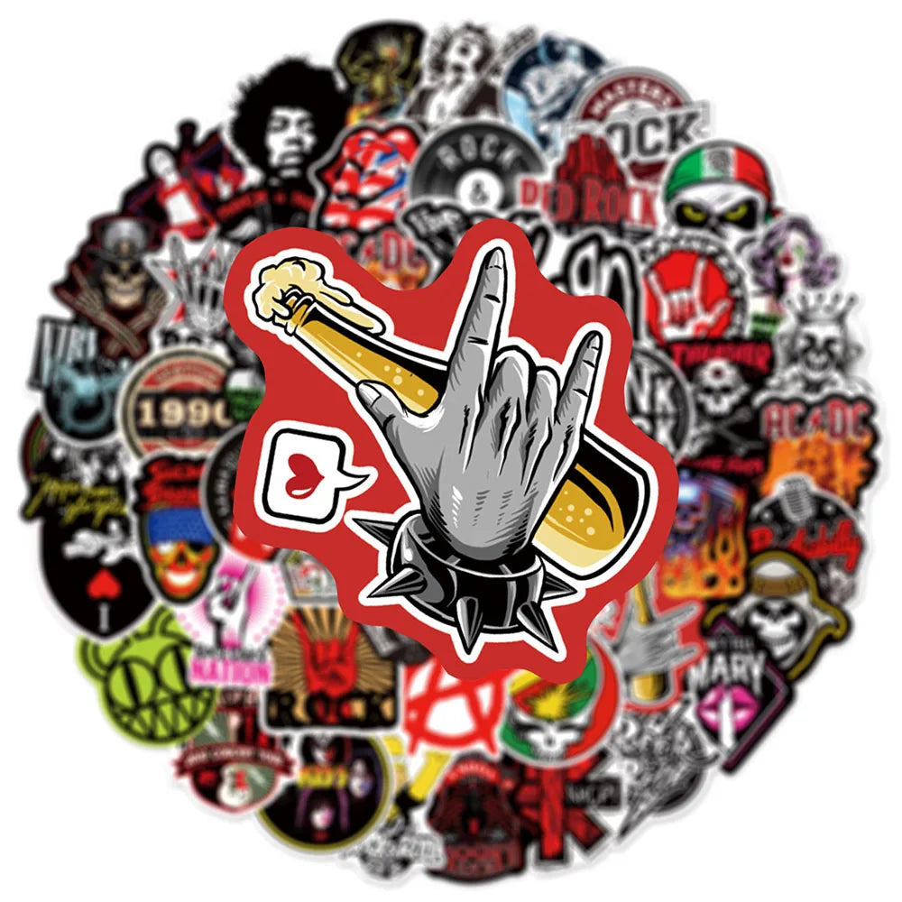 10/30/50/104PCS Rock Band Music Singer Punk Graffiti Stickers Guitar Skateboard Laptop Phone Luggage Car Motorcycle Cool Sticker (Online Order Only)