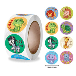 500 Stickers/roll Teacher Rewards And Encourages Children’s Toys Cute Cartoon Animal Stickers Seal Stickers (ONLINE ORDER ONLY)