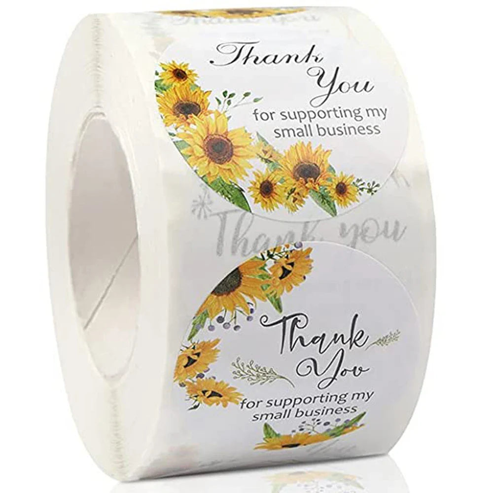 500Pcs/roll Round Labels Thank You Sticker Kraft Paper Dragees Candy Flower Garland Gift Box Cupcake Packaging Wedding Stickers (ONLINE ORDER ONLY)