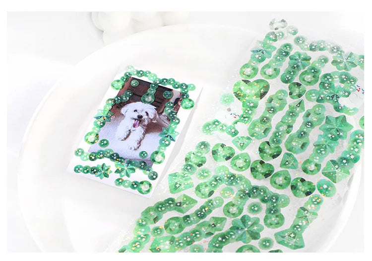Laser Jewelry beaded Stickers Hand Account DIY Album Stick Label Decoration Scrapbooking Material Sticker Kawaii Stationery (ONLINE ORDER ONLY)