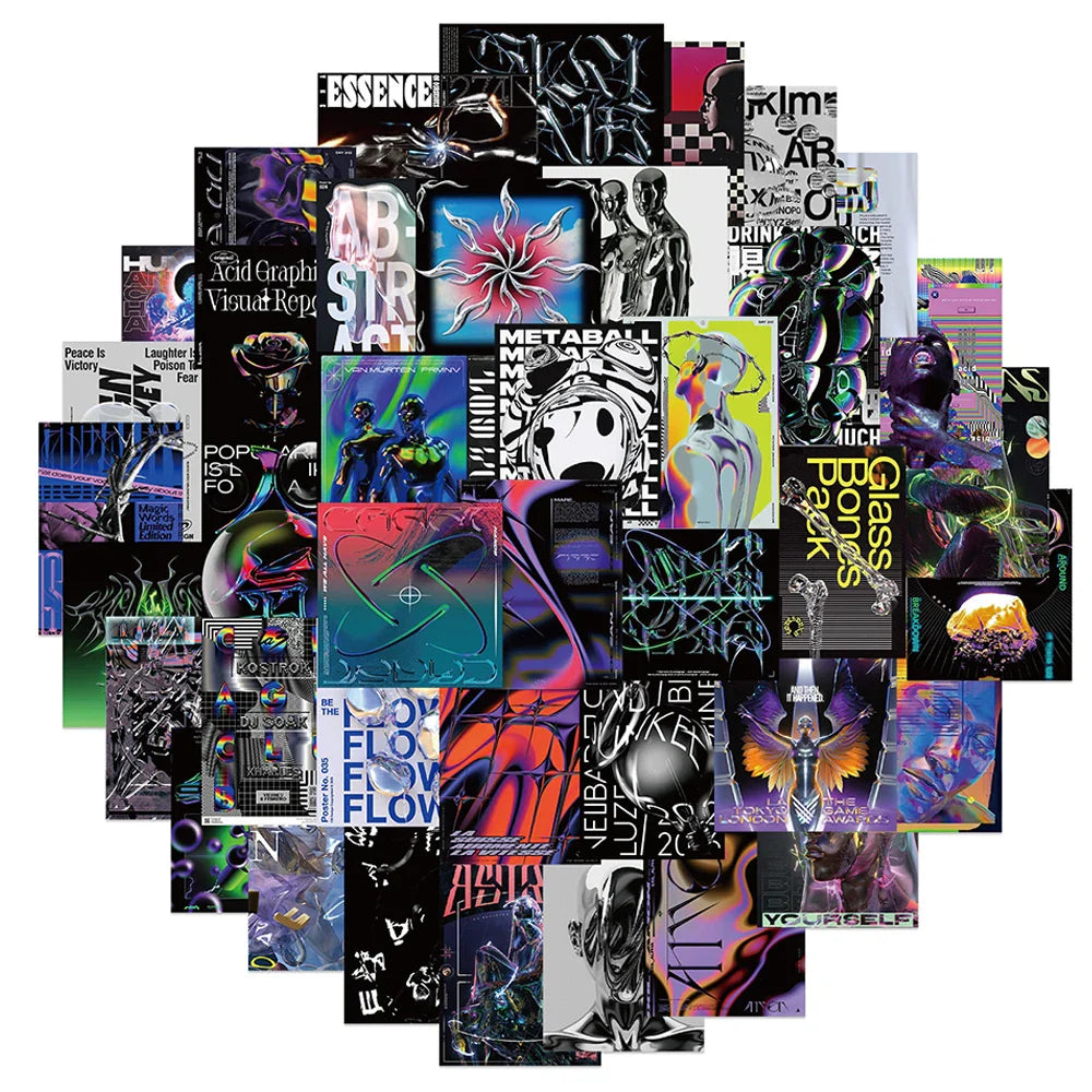 Harajuku Acid Graphic Stickers Decal Set for Skateboard Laptop Guitar Phone Luggage Car Helmet (ONLINE ORDER ONLY)