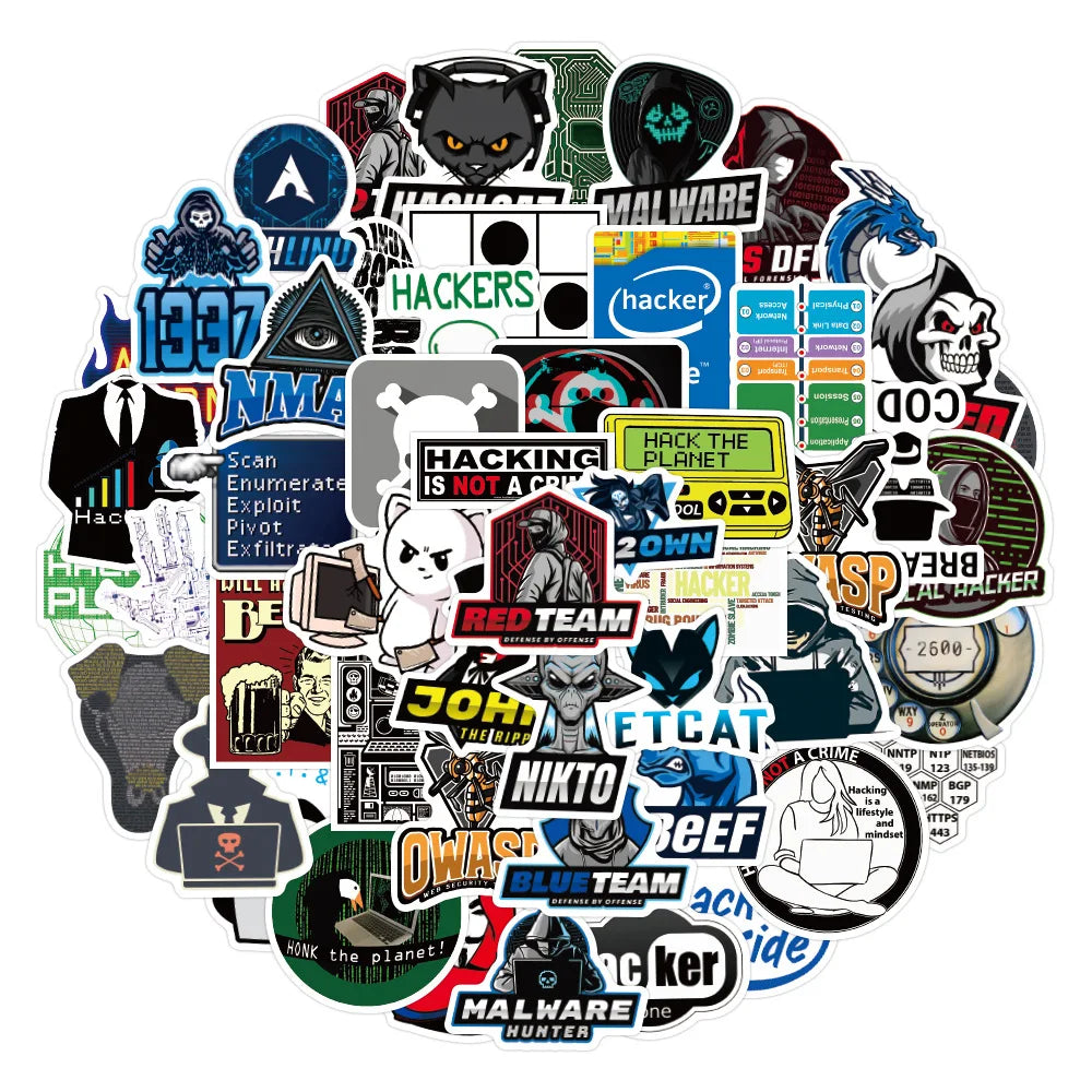 Hacker Programming Stickers Waterproof Laptop Phone Skateboard Fridge Guitar Luggage Car Decals (ONLINE ORDER ONLY)