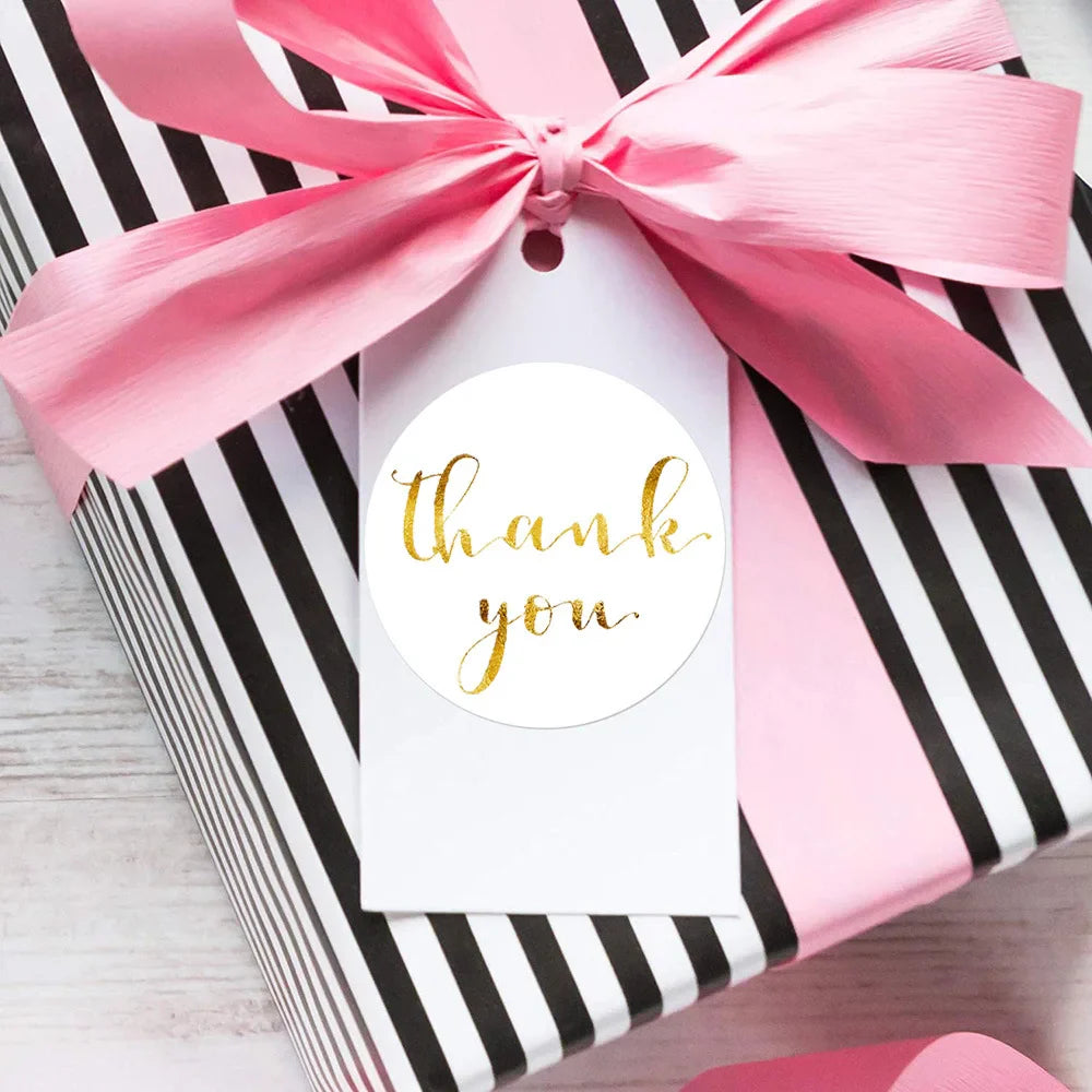 100-500pcs Round Clear Merry Christmas Stickers Thank You Card Box Package Label Sealing Stickers Wedding Decor Stationery (ONLINE ORDER ONLY)