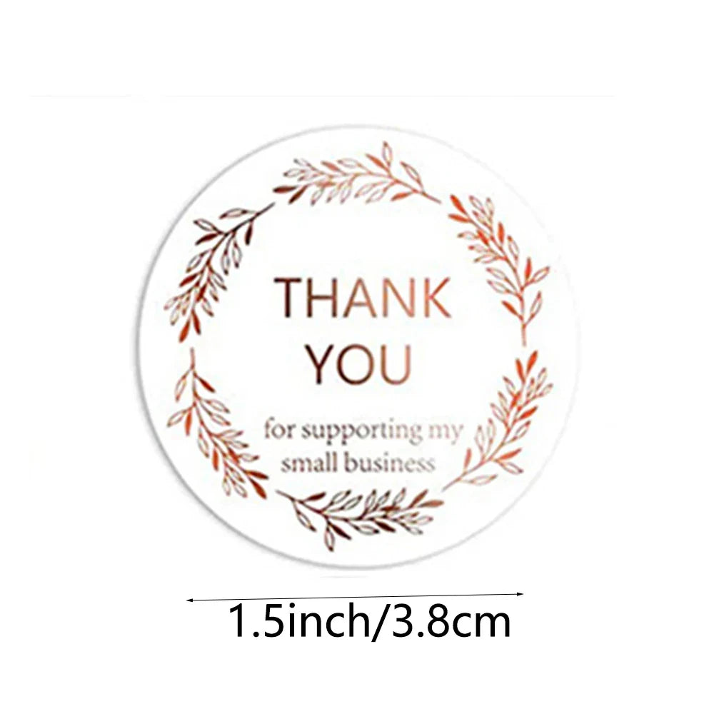 500Pcs/roll Round Labels Thank You Sticker Kraft Paper Dragees Candy Flower Garland Gift Box Cupcake Packaging Wedding Stickers (ONLINE ORDER ONLY)