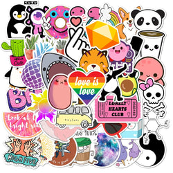 50/100 PCS Cartoon Simple VSCO Girls Kawaii Stickers For Chidren Toy Waterproof Sticker to DIY Laptop Bicycle Helmet Car Decals (Online Order Only)