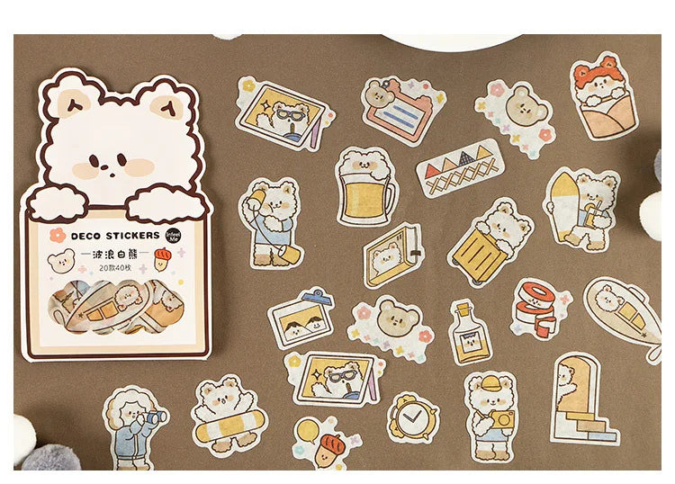 40Pcs/lot Kawaii Crimp Animal Series Decoration Sticker DIY Scrapbooking Label Diary Album Sticker Escolar Cute Stationery Gift (Online Order Only)