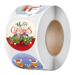 100-500Pcs Kraft Paper Round Labels Christmas Gift Sticker Xmas Tree Candy Box New Year Packaging Bag Christmas Decorations (Online Order Only)