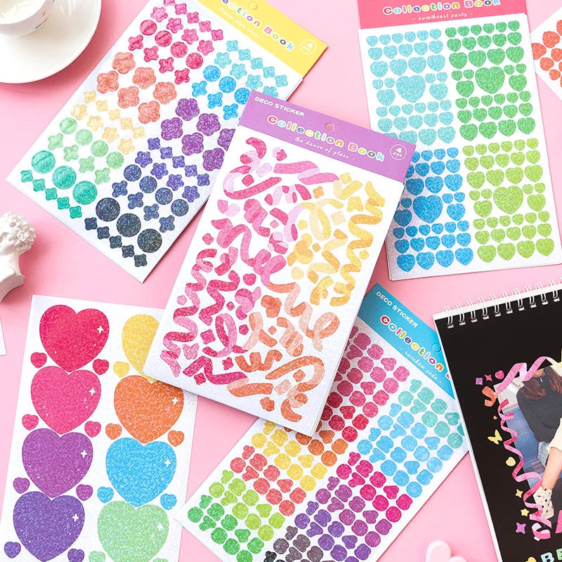 4 Sheets Color Collection Series Laser Sticker Ins Scrapbooking Decorative Sticker DIY Diary Album Stick Label Kawaii Stationery (ONLINE ORDER ONLY)