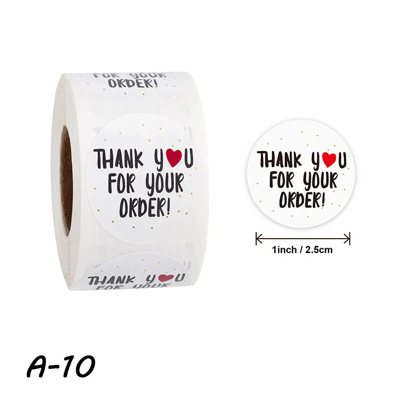 500pcs/roll Thank You Stickers Handmade Sticker Circle Stationery thank you for your order Seal Labels thank you sticker (ONLINE ORDER ONLY)