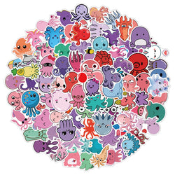 Cute Octopus Stickers Kawaii Cartoon Animal Decals Waterproof Laptop Skateboard Phone Car 10/30/50/100pcs (Online Order Only)