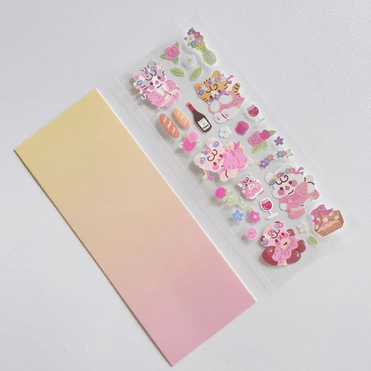 Kawaii Sakura Cat Series Stickers Scrapbooking Decorative Sticker Korean DIY Diary Album Stick Label School Stationery (ONLINE ORDER ONLY)