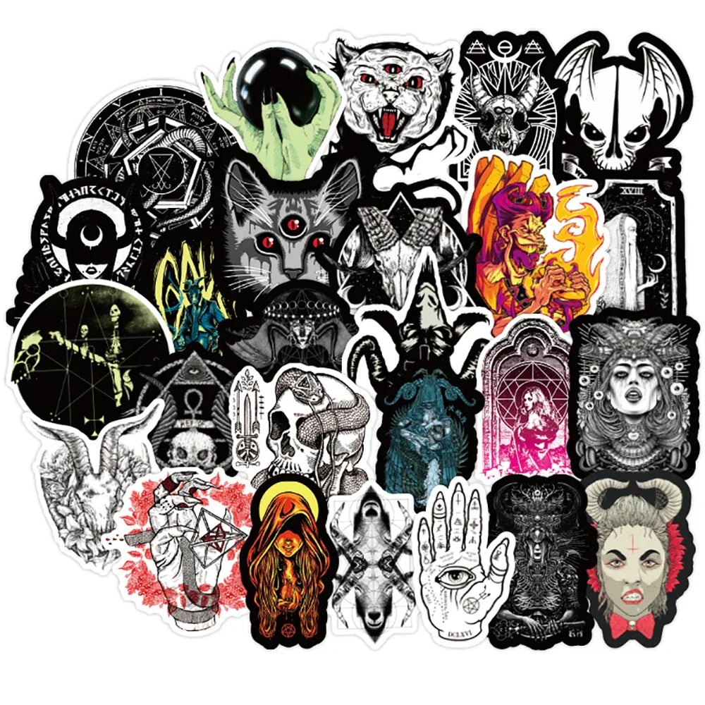 10/30/50PCS New Gothic Style Horror Devil Witch Graffiti Stickers DIY Car Skateboard Luggage Guitar Laptop Cool Decal Stickers (ONLINE ORDER ONLY)