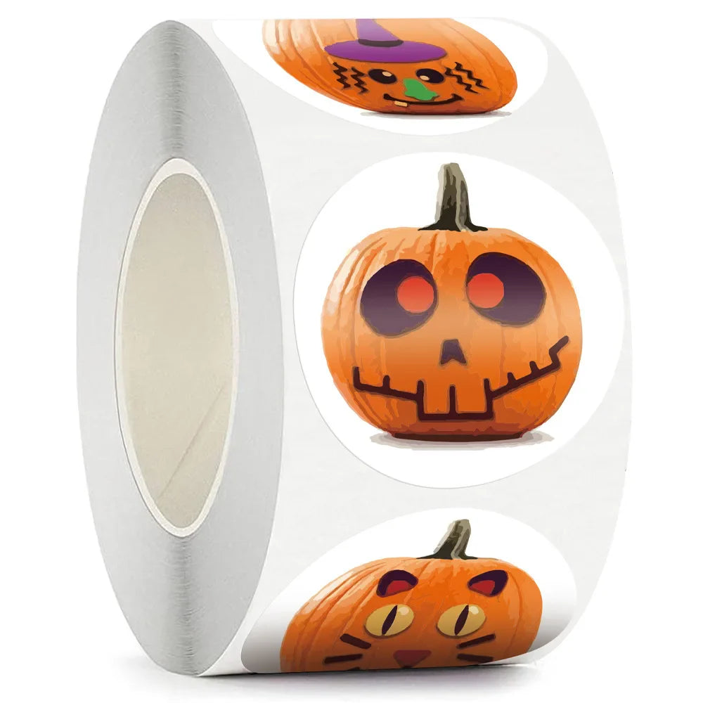 100-500pcs Halloween Pumpkin Ghost Sticker Packaging Sealing Label Sticker 1inch Gift Stickers Labels Horror Creation Decoration (Online Order Only)