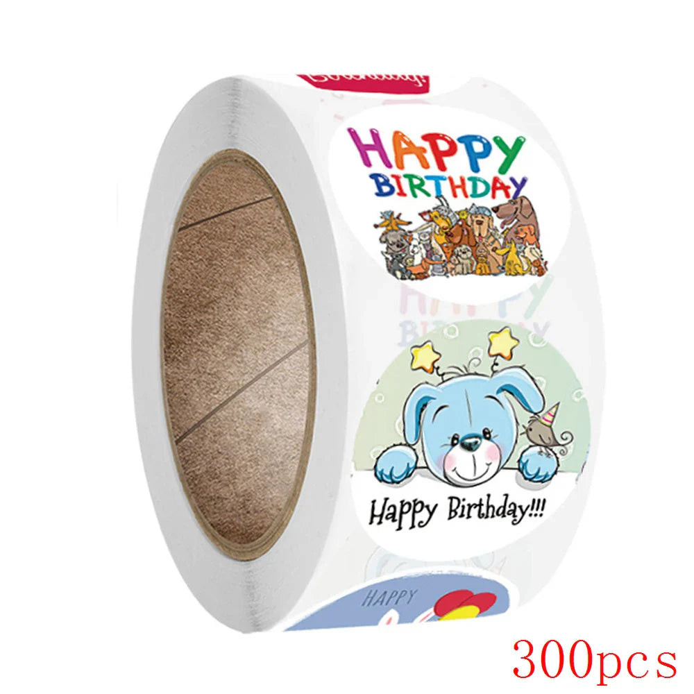 50-500pcs Round Happy Birthday Handmad Sticker Sealing Sticker Vintage DIY Gift Stickersdhesive Christmas Sticker Stationery (ONLINE ORDER ONLY)