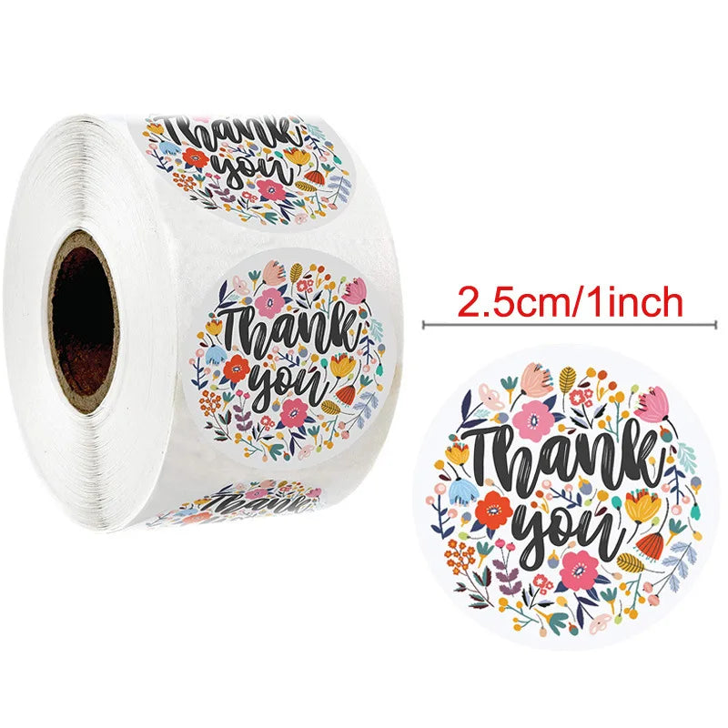 500pcs Round Pink Flowers Pattern Thank You Stickers Seal Labels Christmas Stickers School Teacher Reward Stationery Sticker (ONLINE ORDER ONLY)