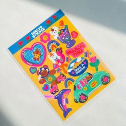 Ins Retro Cartoon Bear Laser Sticker Scrapbooking Decorative Sticker DIY Diary Album Stick Label Korean Kawaii Stationery (ONLINE ORDER ONLY)