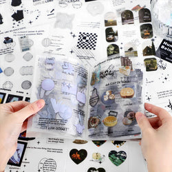 Yoofun 30pcs Rainbow Black & White Geo Stickers for Scrapbooking Journals DIY (Online Order Only)