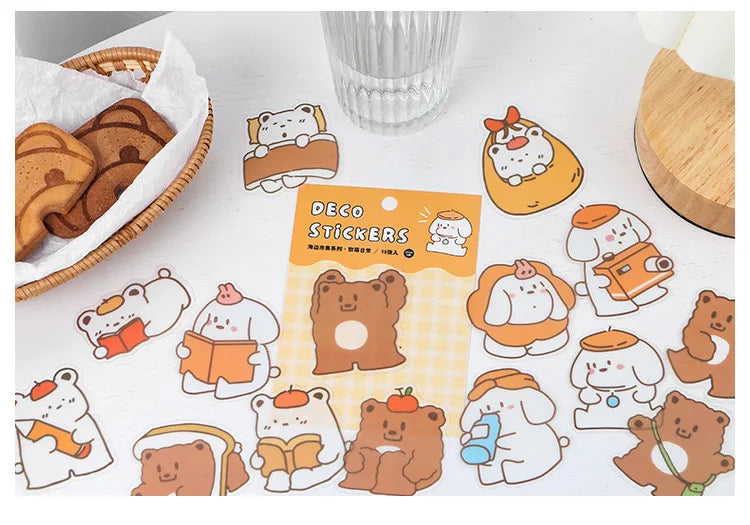 15Pcs/lot Cute Rabbit Bear Stickers PET Scrapbooking Stickers Decorative Ablum Diary For Children Stationery (ONLINE ORDER ONLY)