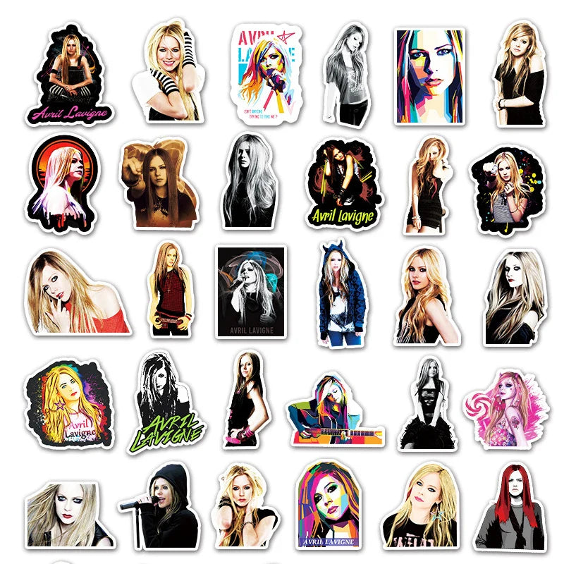 10/30/50PCS Singer Avril Lavigne Stickers DIY Phone Laptop Luggage Guitar Wall Notebook Car Graffiti Decal Toy Sticker for Kids (ONLINE ORDER ONLY)