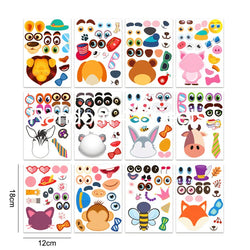 12 Sheets Animal Make-a-Face Stickers Kids DIY Educational Toy (Online Order Only)