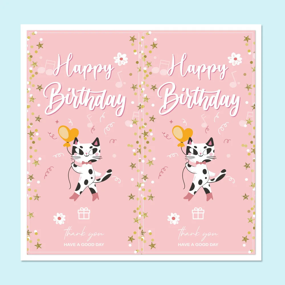 50Pcs/Pack Happy Birthday Stickers Seal Labels 2*4 Inch Cute Kids Gift Decorative Stickers Thank You Package Stickers (ONLINE ORDER ONLY)